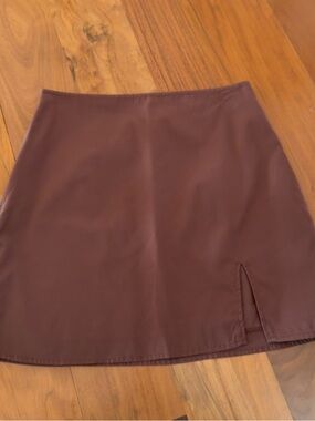 Mini Skirt in Dark Brown with Front Slit